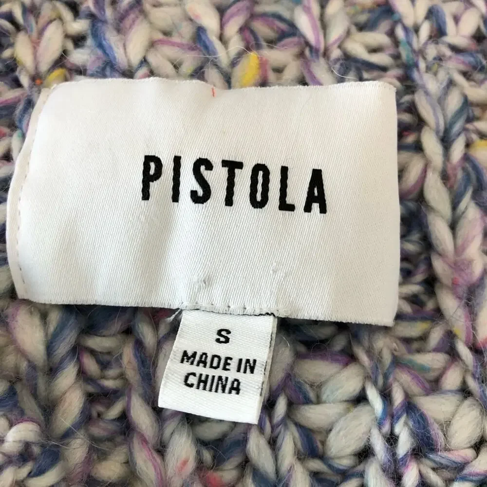 Pistola Lorena purple white confetti wool alpaca blend button cardigan Small